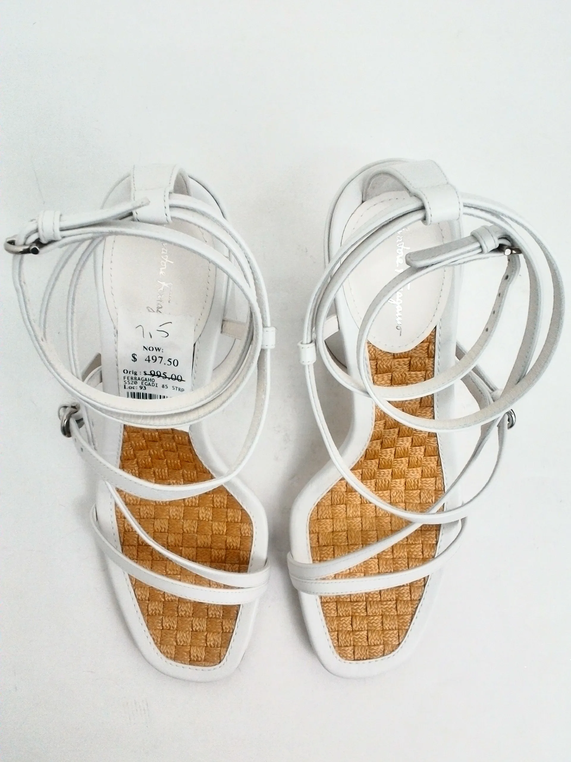 Salvatore Ferragamo Women's Egadi White Heeled Sandal Size 7.5