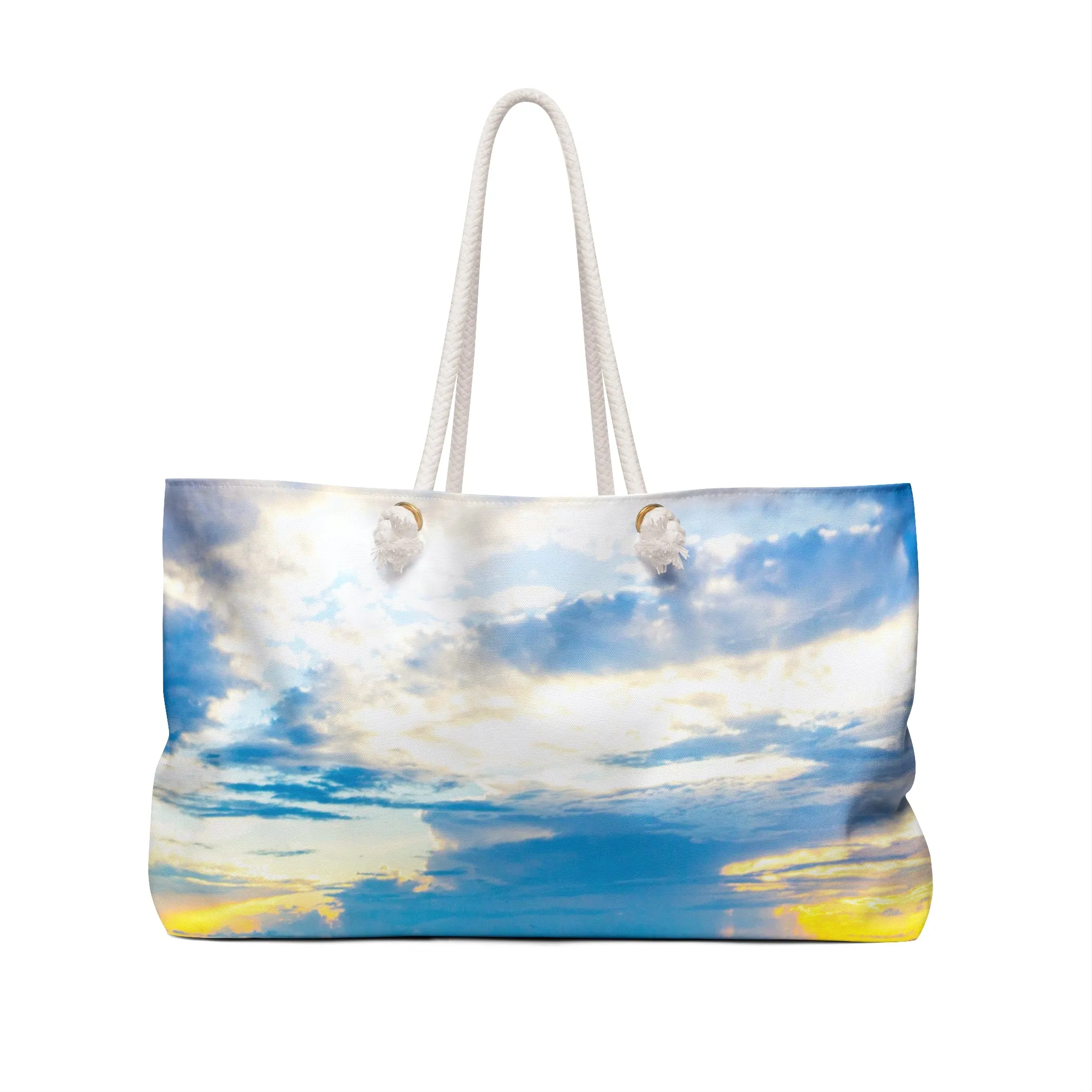 Sea Inspired Blue Weekender Bag |Wide-mouthed Blue Ocean Beach Tote with Rope Handles|