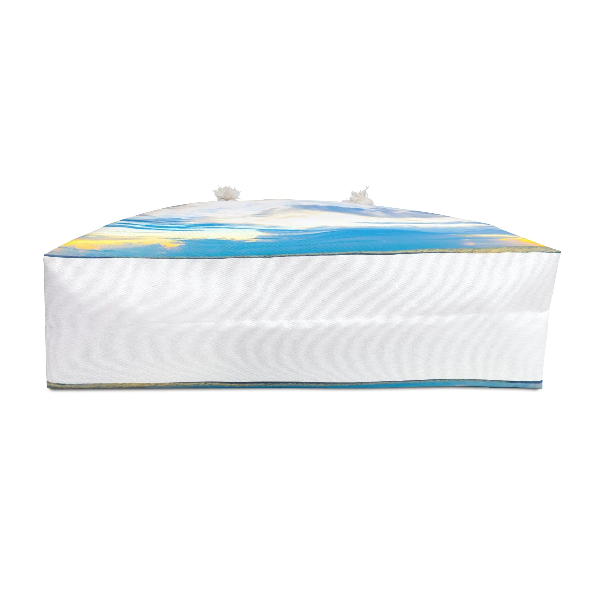 Sea Inspired Blue Weekender Bag |Wide-mouthed Blue Ocean Beach Tote with Rope Handles|