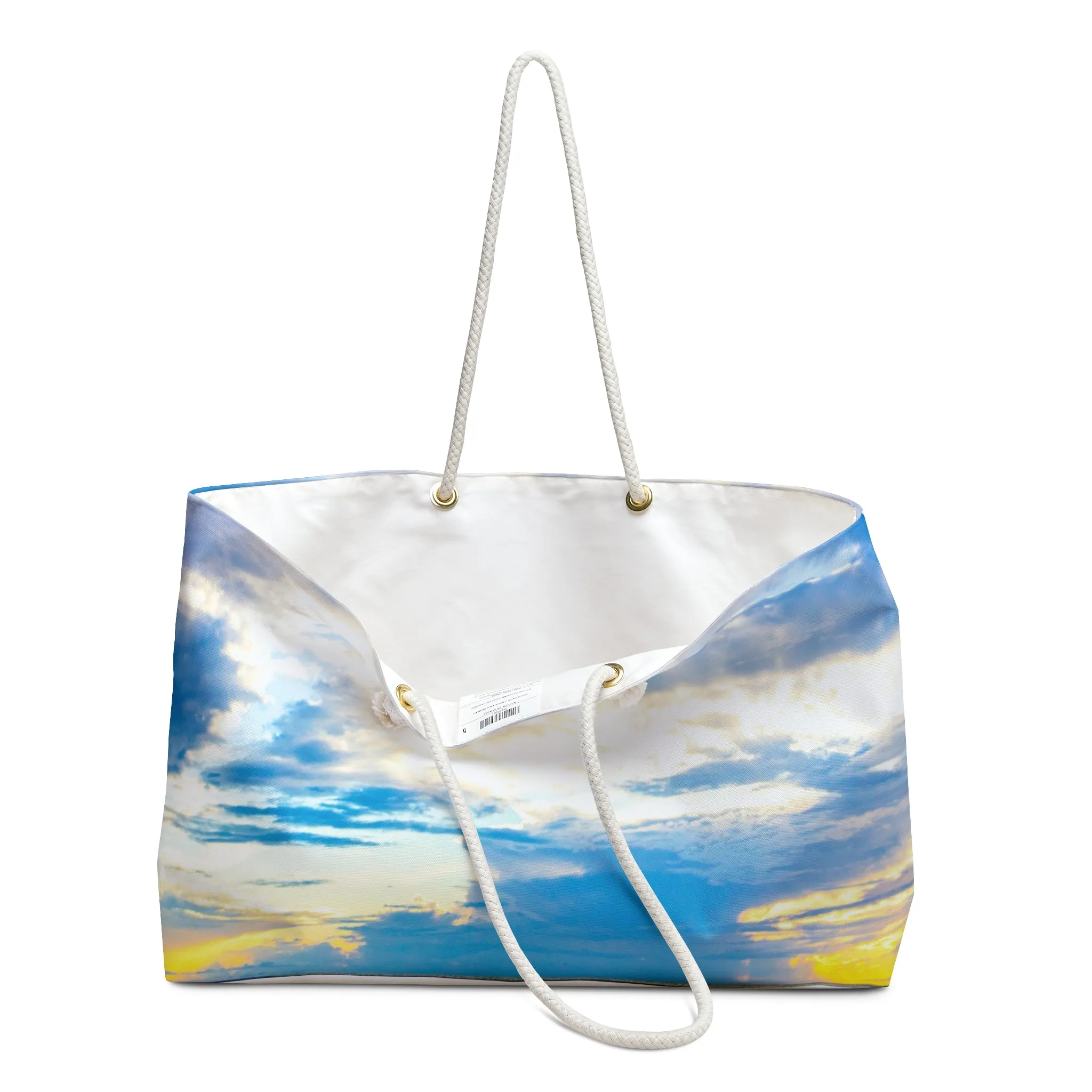 Sea Inspired Blue Weekender Bag |Wide-mouthed Blue Ocean Beach Tote with Rope Handles|