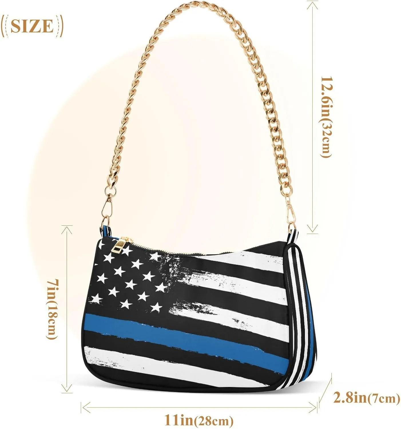 Shoulder Bags for Women American US Flag Independence Day Patriotic Hobo Tote Handbag Small Clutch Purse with Zipper Closure