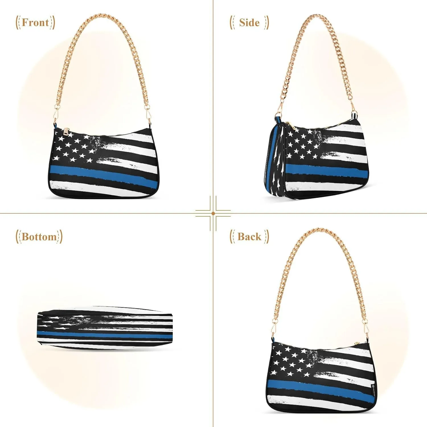 Shoulder Bags for Women American US Flag Independence Day Patriotic Hobo Tote Handbag Small Clutch Purse with Zipper Closure