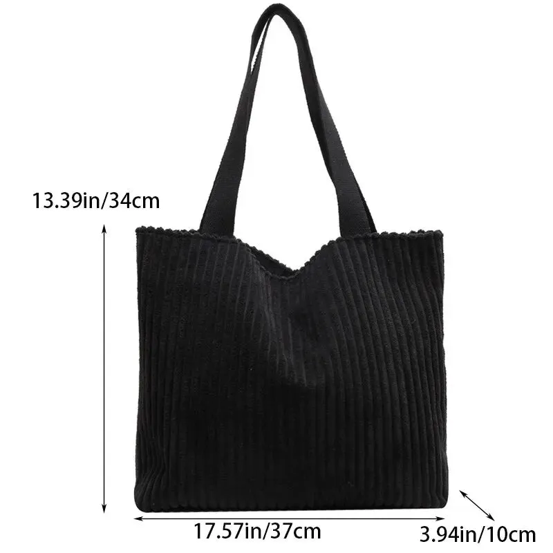 Shoulder Tote Bag in Corduroy for Casual Outings