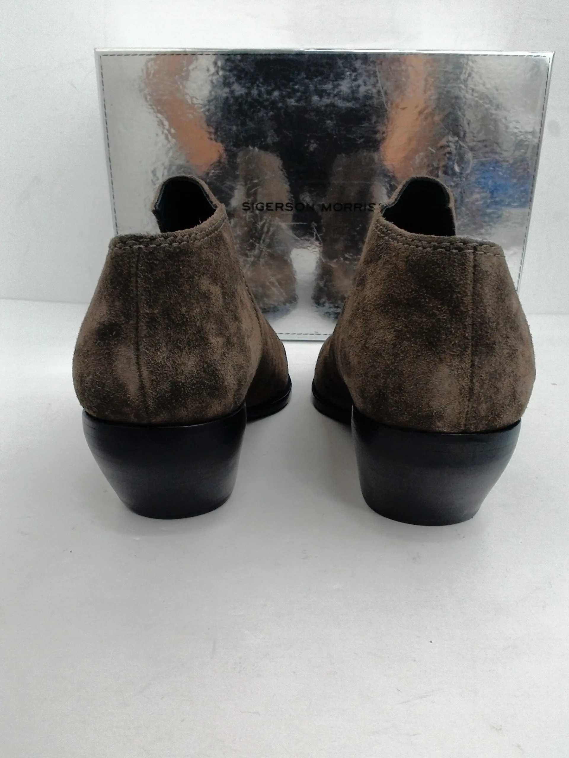 Sigerson Morrison Women's Hannah Olive Sensory Leather Booties Size 37