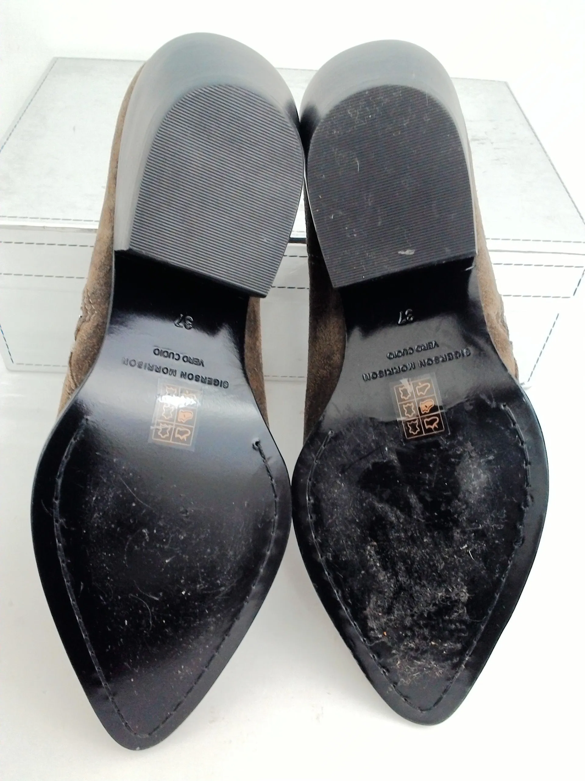 Sigerson Morrison Women's Hannah Olive Sensory Leather Booties Size 37
