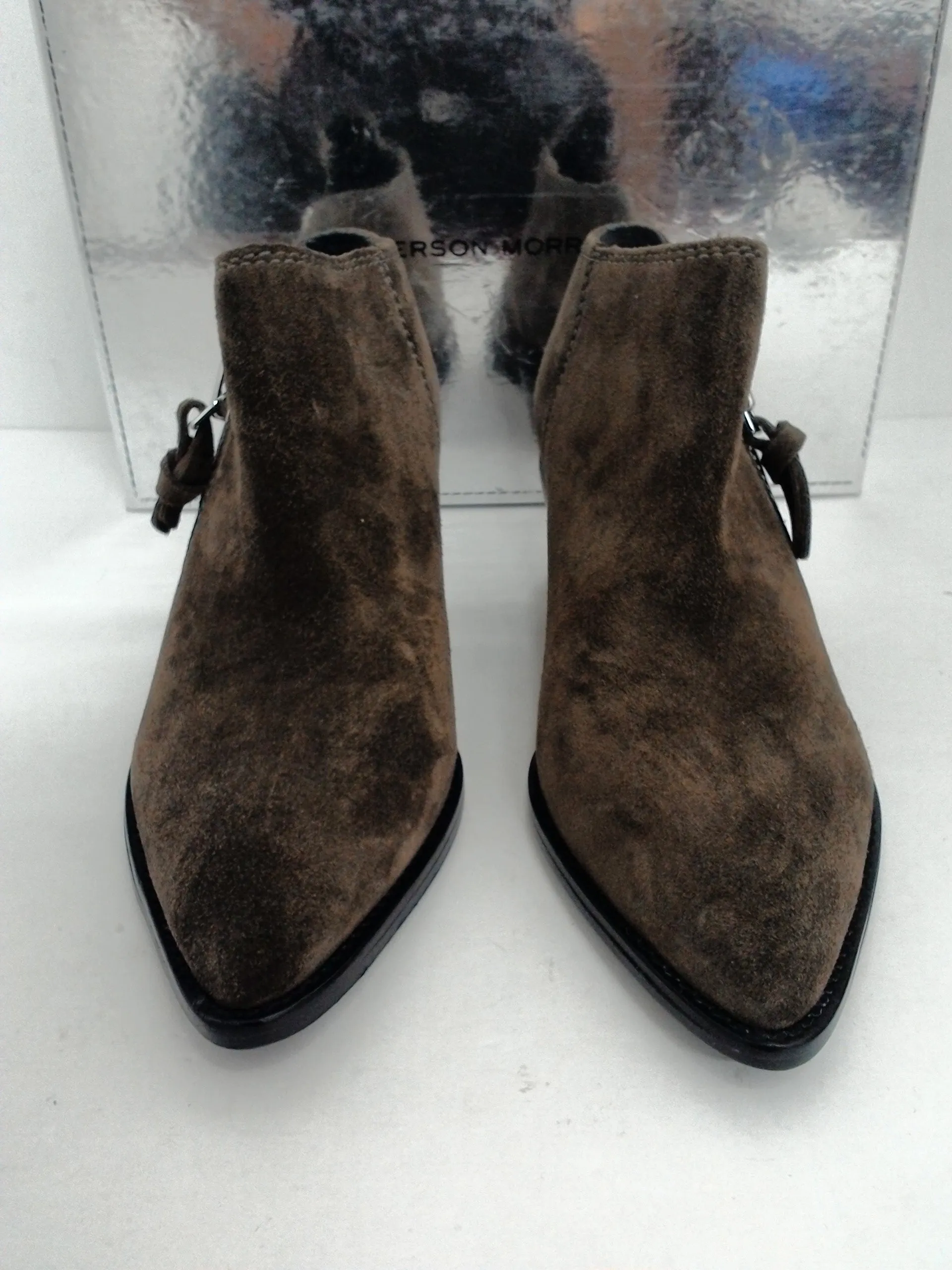 Sigerson Morrison Women's Hannah Olive Sensory Leather Booties Size 37