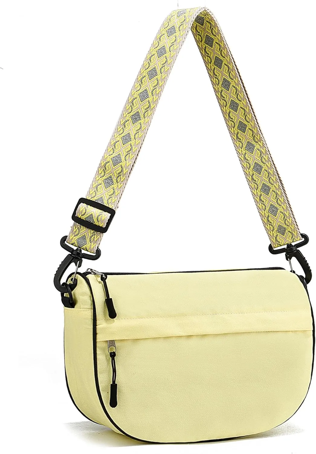 Small Crossbody Bag for Women Men Trendy, Crescent Bag with Adjustable Strap, 2 Zippers Lightweight WaterProof Bag