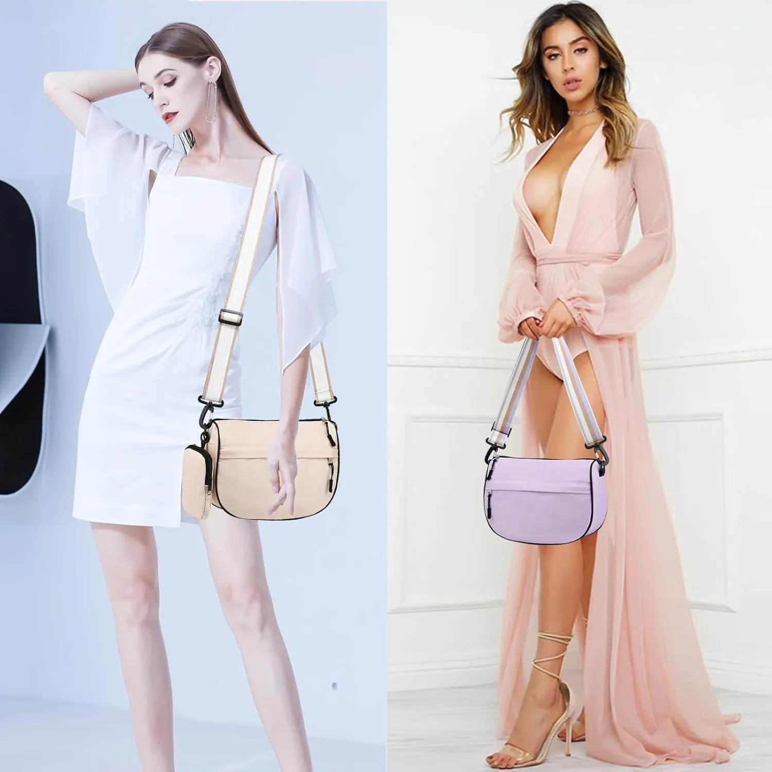 Small Crossbody Bag for Women Men Trendy, Crescent Bag with Adjustable Strap, 2 Zippers Lightweight WaterProof Bag