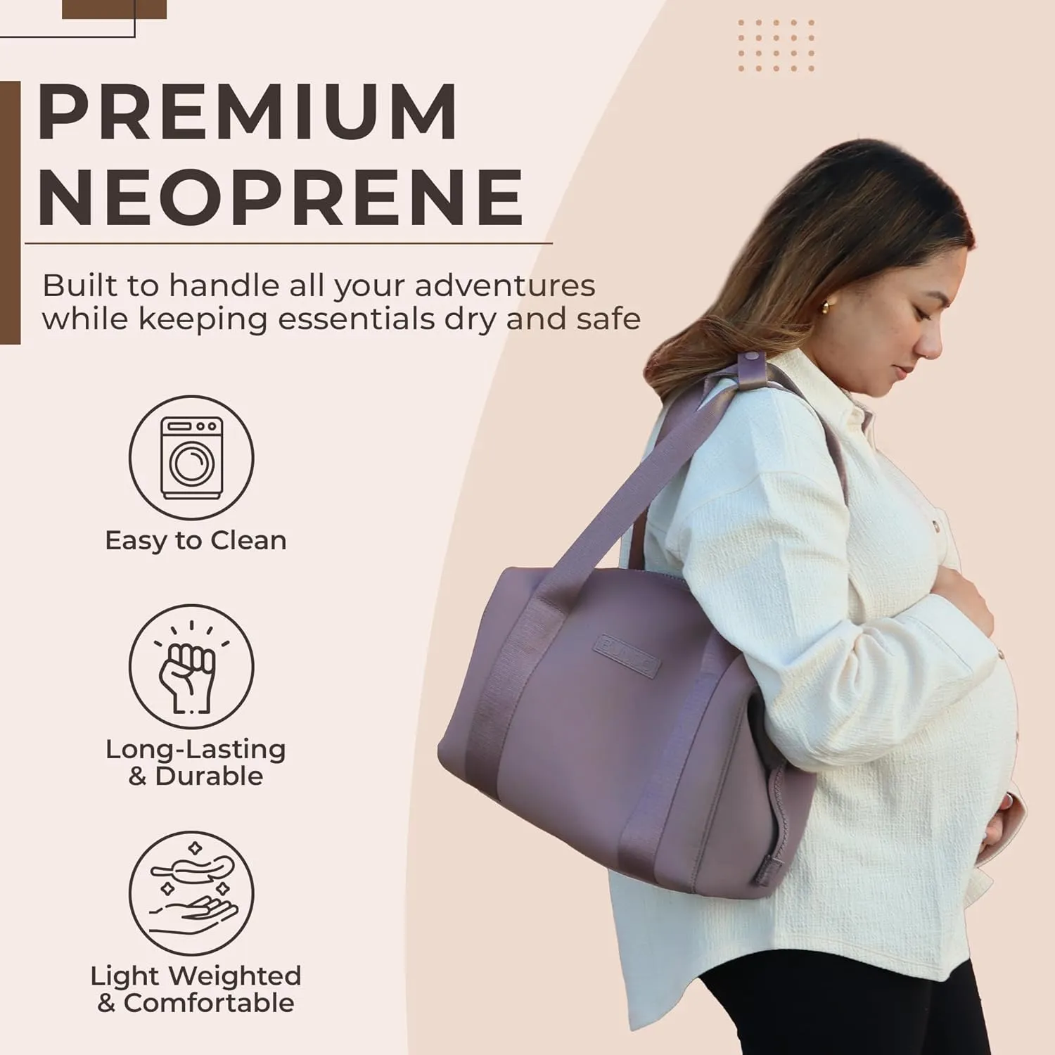 Small Diaper Bag Tote - 12 x 7 x 8 Inches Premium Neoprene Baby Diaper Bag with Portable Changing Pad & Pouch - Lightweight and Water-Resistant Diaper Bags