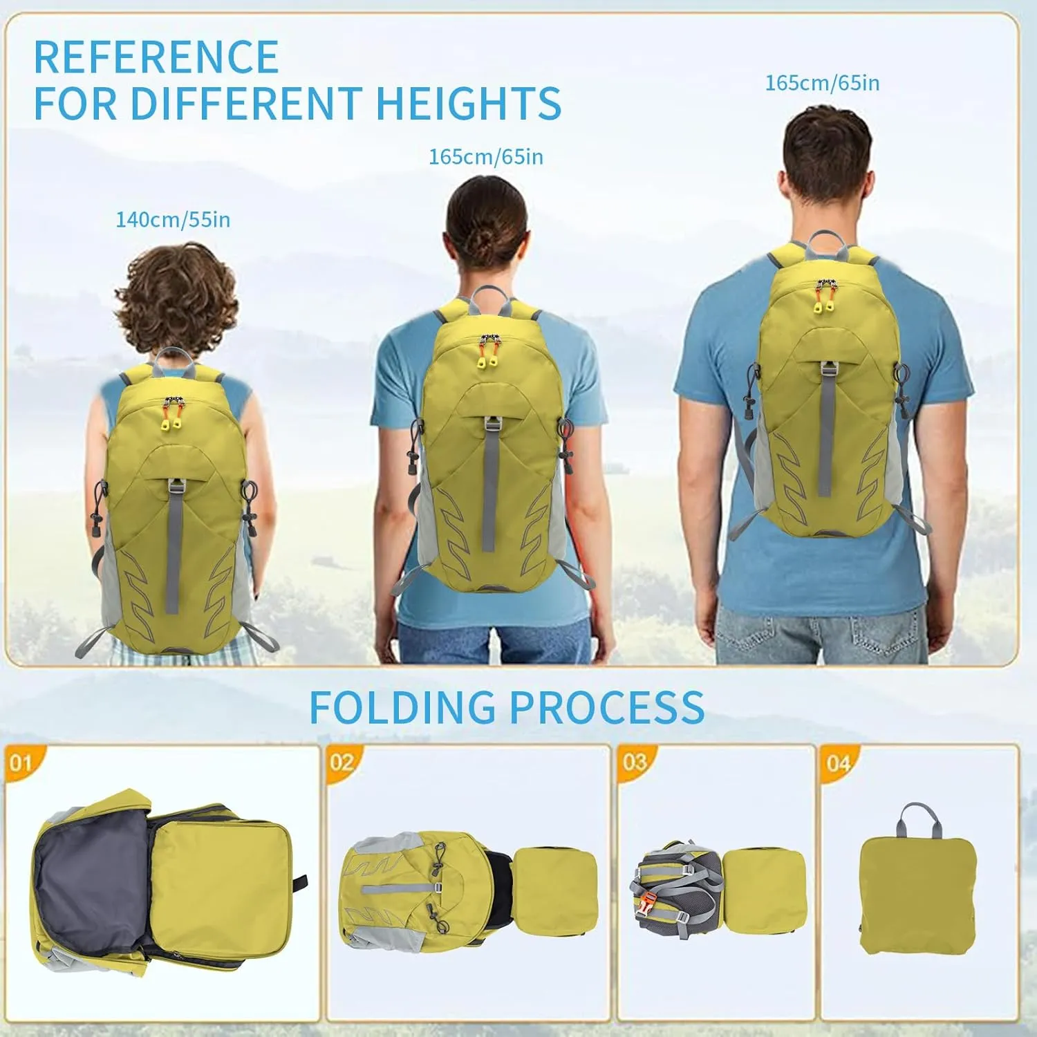 Small Lightweight Hiking Backpack20L Foldable Hiking Daypack Cycling Hydration Backpack Travel Camping Bag