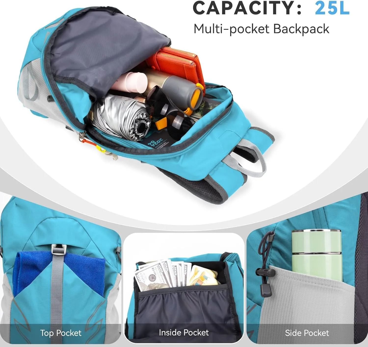 Small Lightweight Hiking Backpack20L Foldable Hiking Daypack Cycling Hydration Backpack Travel Camping Bag