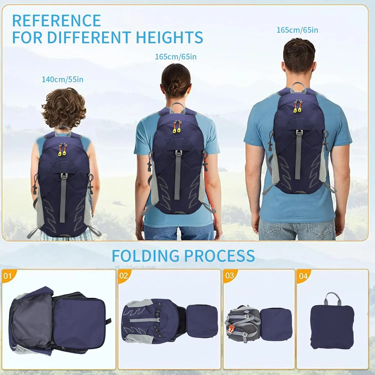 Small Lightweight Hiking Backpack20L Foldable Hiking Daypack Cycling Hydration Backpack Travel Camping Bag