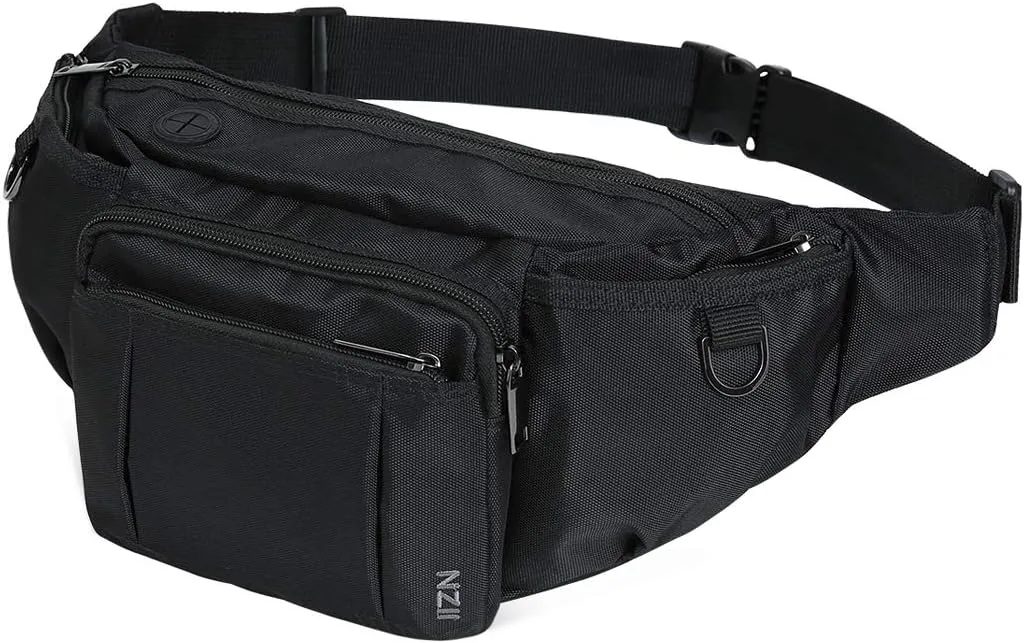 Sports Fanny Pack for Men Women, Outdoor Waist Pack Bag with 6 Zipper Pockets, Super Capacity Bum Bag with Adjustable Belt for Traveling Hiking Cycling Workout Casual