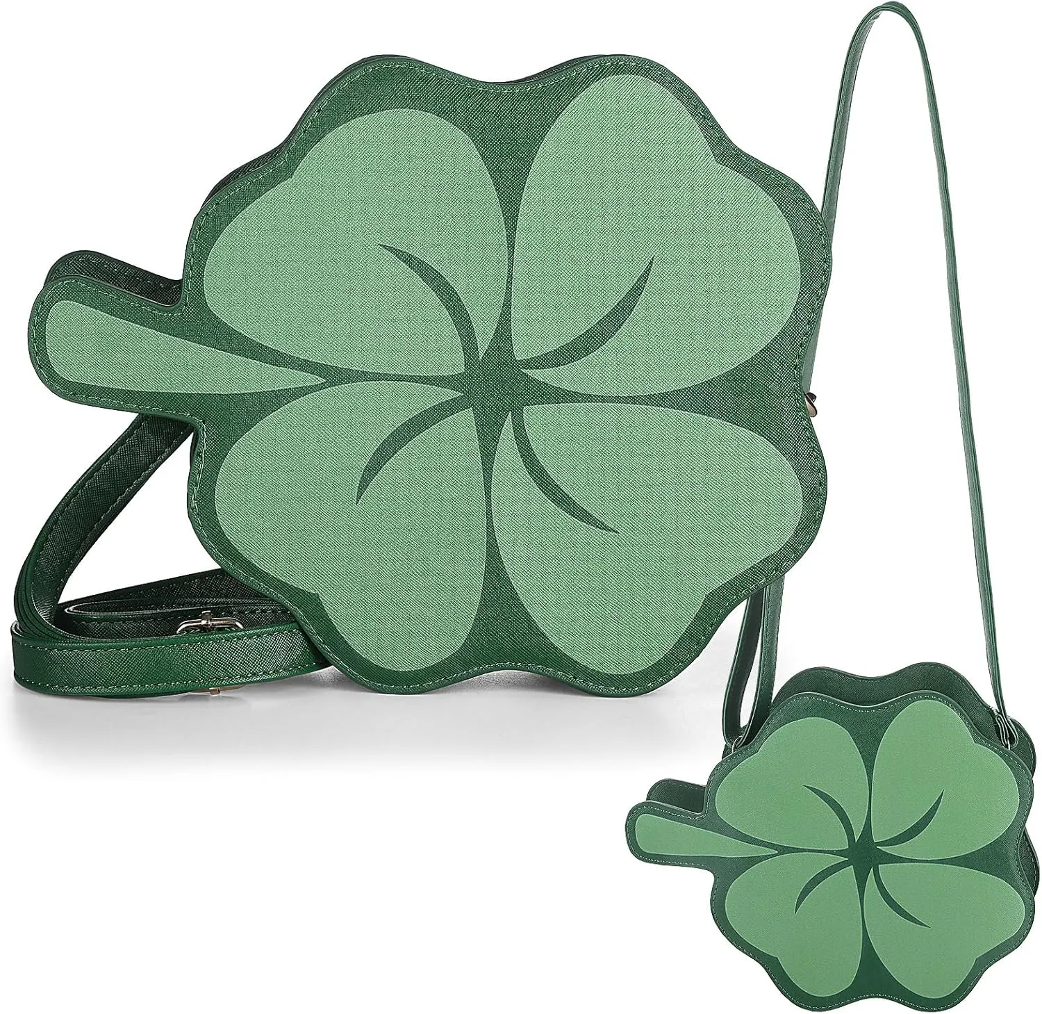 St. Patrick's Day Purse Faux Leather Cross Body Handbag Shamrock Shoulder Bag Novelty Green Lucky Clover Purse with Strap for Women Travel Irish Party Favors