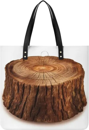 Stump of Oak Tree Handbag Leather Tote Shoulder Bag Satchel Handbag with Top Handles Large Casual Handbags with Shoulder Work Bag for Women Travel Purse Dating Gift