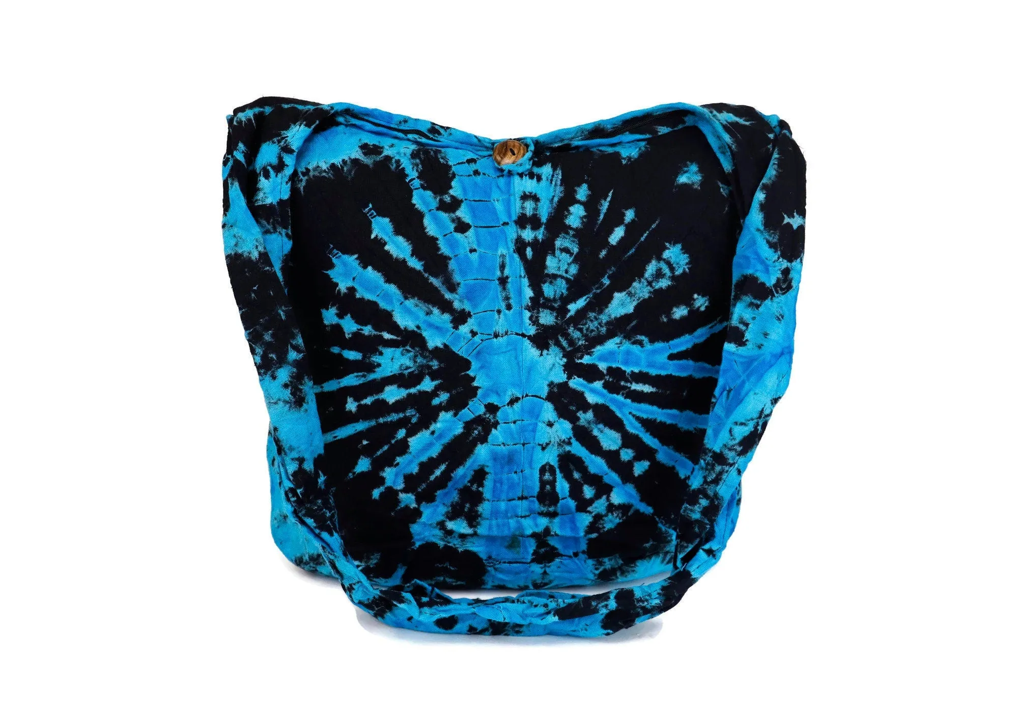 Tie Dye Bag Purse Crossbody Sling Hobo Boho Shoulder bag Hippie Bohemian cotton Messenger Bags Top Zip Firework Blue Black