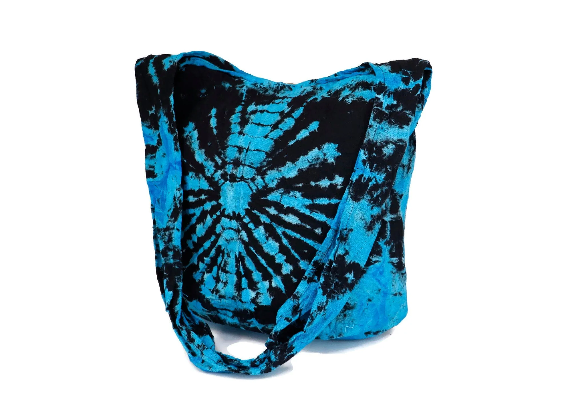 Tie Dye Bag Purse Crossbody Sling Hobo Boho Shoulder bag Hippie Bohemian cotton Messenger Bags Top Zip Firework Blue Black