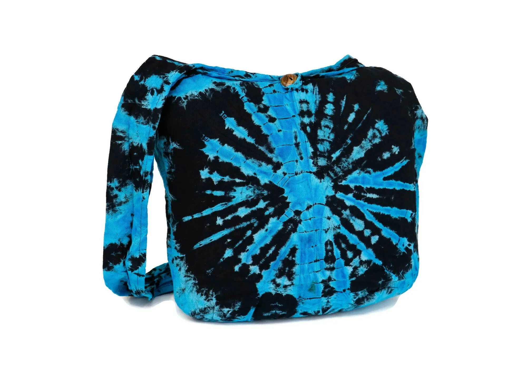 Tie Dye Bag Purse Crossbody Sling Hobo Boho Shoulder bag Hippie Bohemian cotton Messenger Bags Top Zip Firework Blue Black