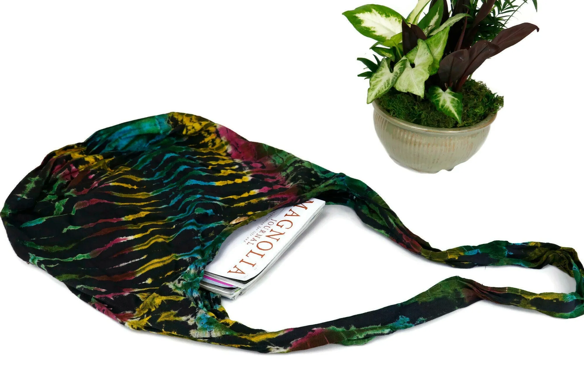 Tie Dye Purse Unisex Handmade Boho hippie Bohemian sling Cotton Shoulder Crossbody Messenger Bag Top zipper/pocket zipper Rainbow