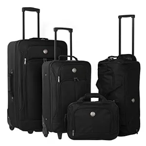 Travelers Club Euro 4-Piece Softside Luggage Set, Black