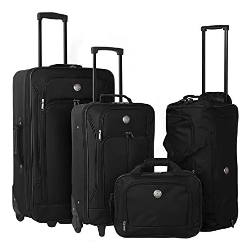 Travelers Club Euro 4-Piece Softside Luggage Set, Black