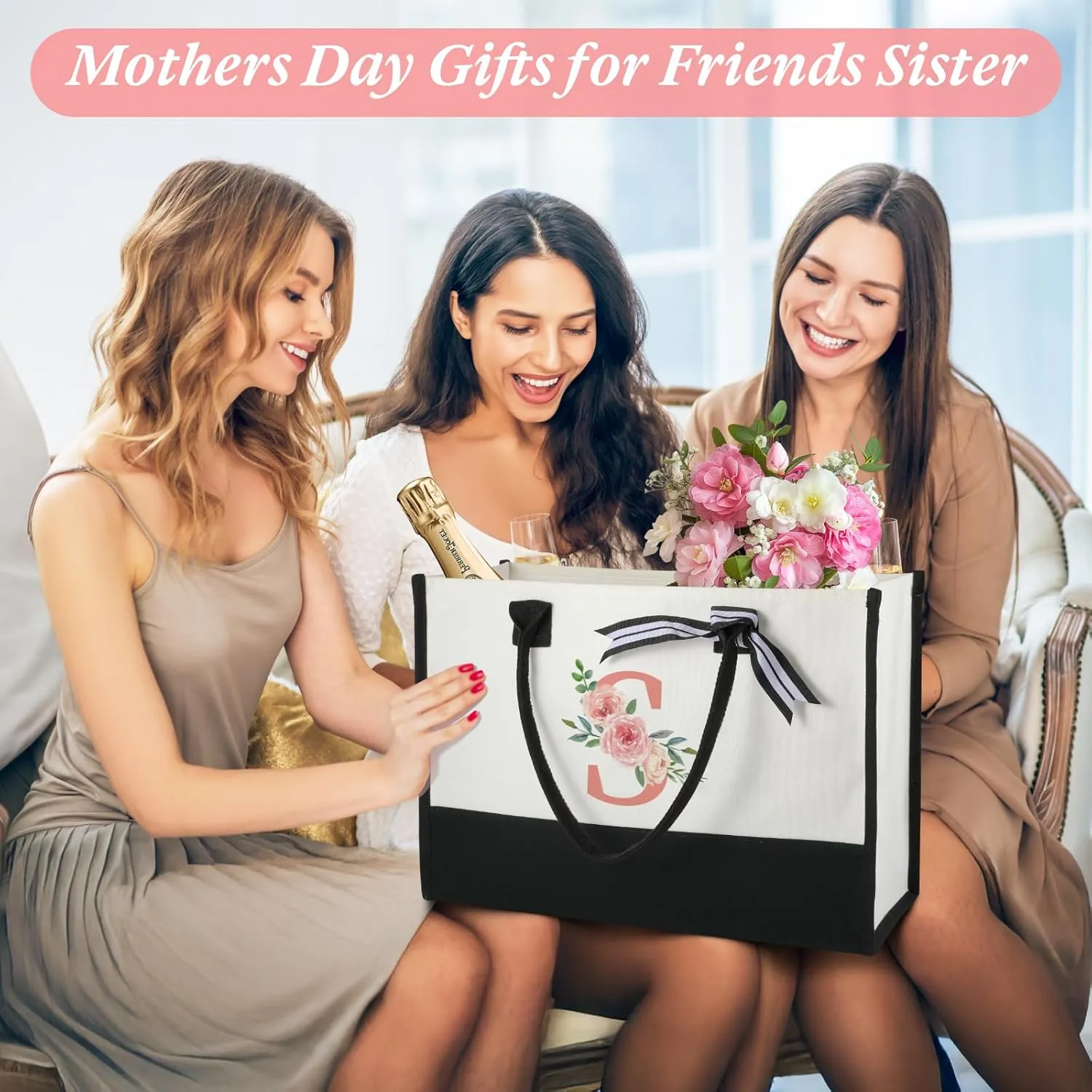 TRSODD Birthday Gifts for Women Mothers Day Gifts for Mom Wife Grandma Daughter Sister Teacher Appreciation Tote Bag and Makeup Bag Set S