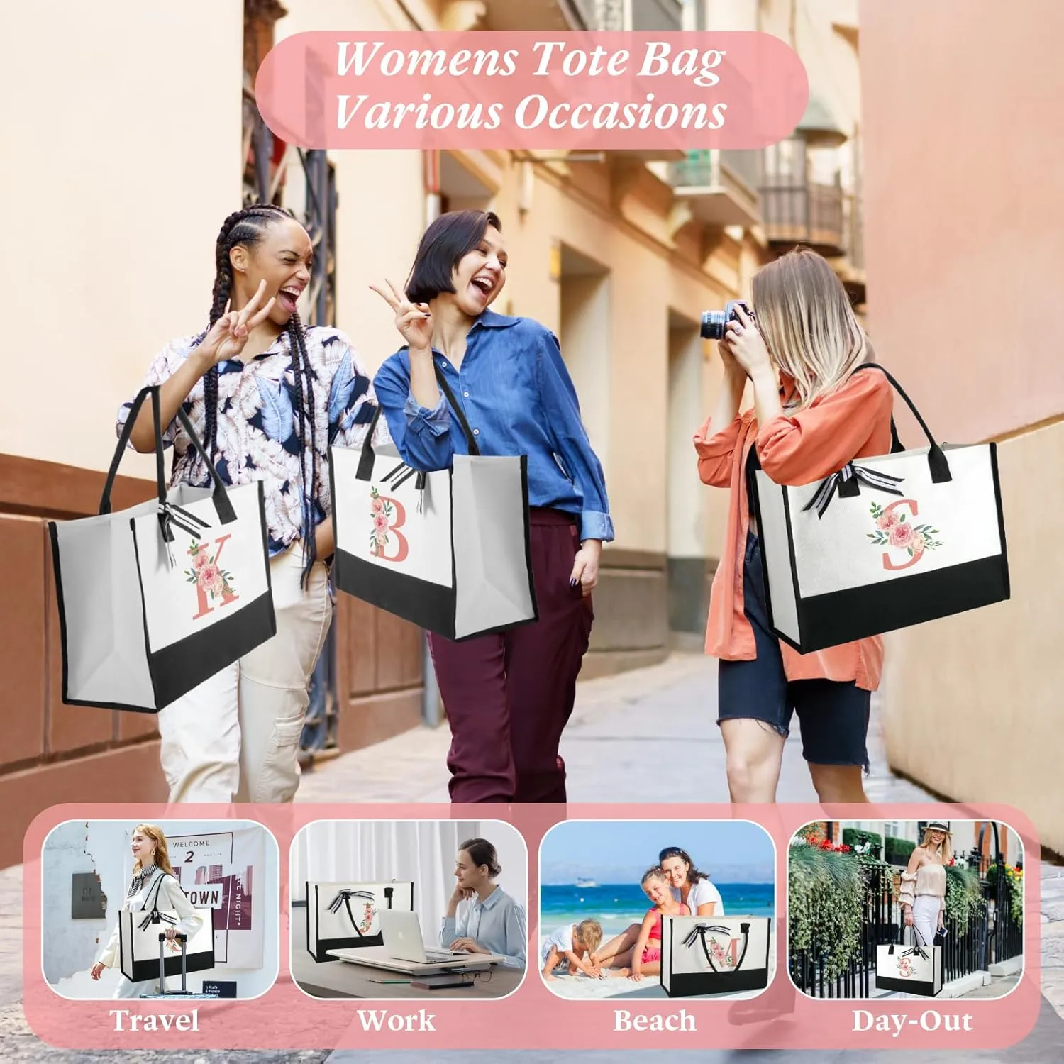 TRSODD Birthday Gifts for Women Mothers Day Gifts for Mom Wife Grandma Daughter Sister Teacher Appreciation Tote Bag and Makeup Bag Set S