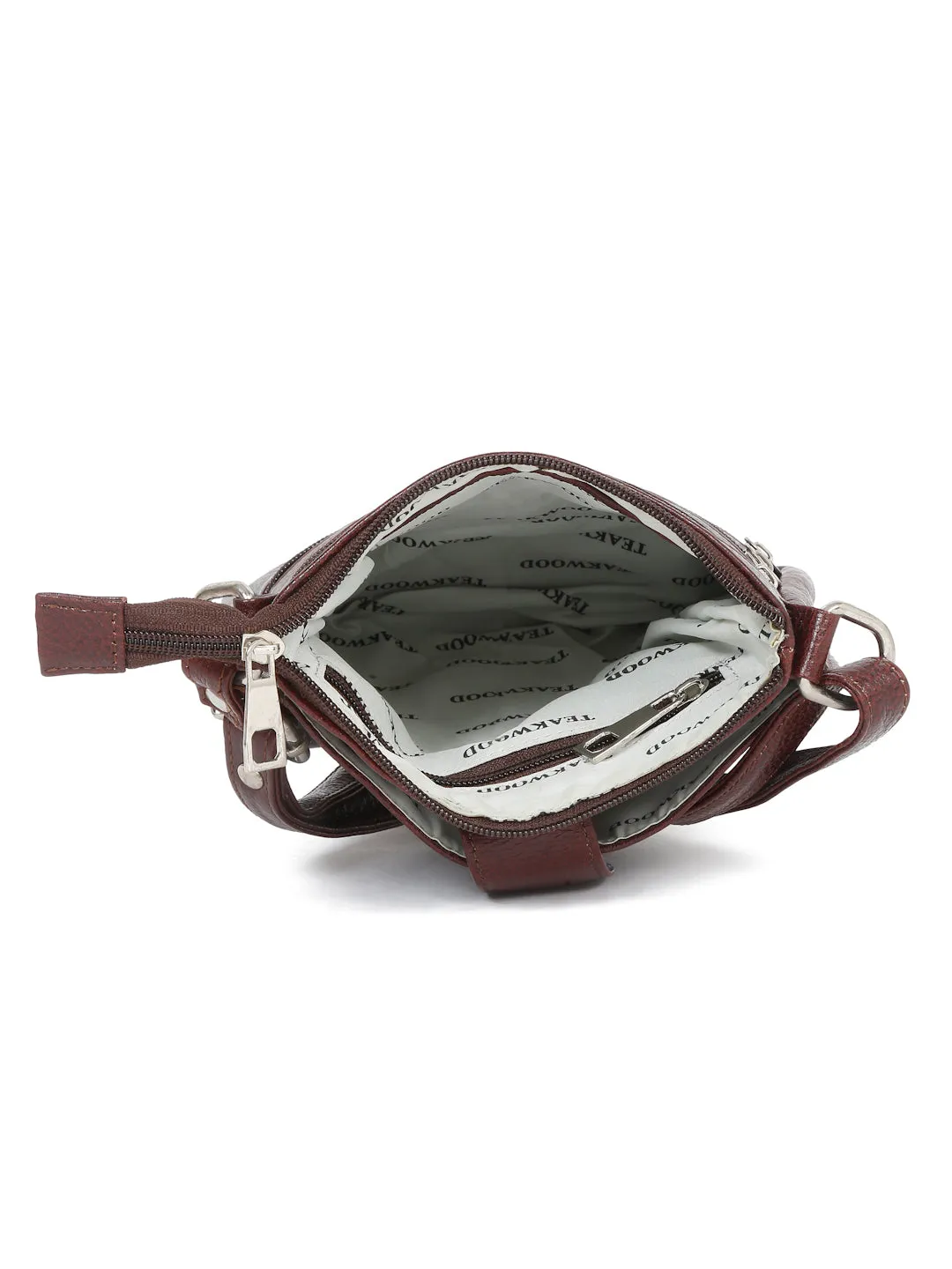 Unisex Brown Leather Sling Bag