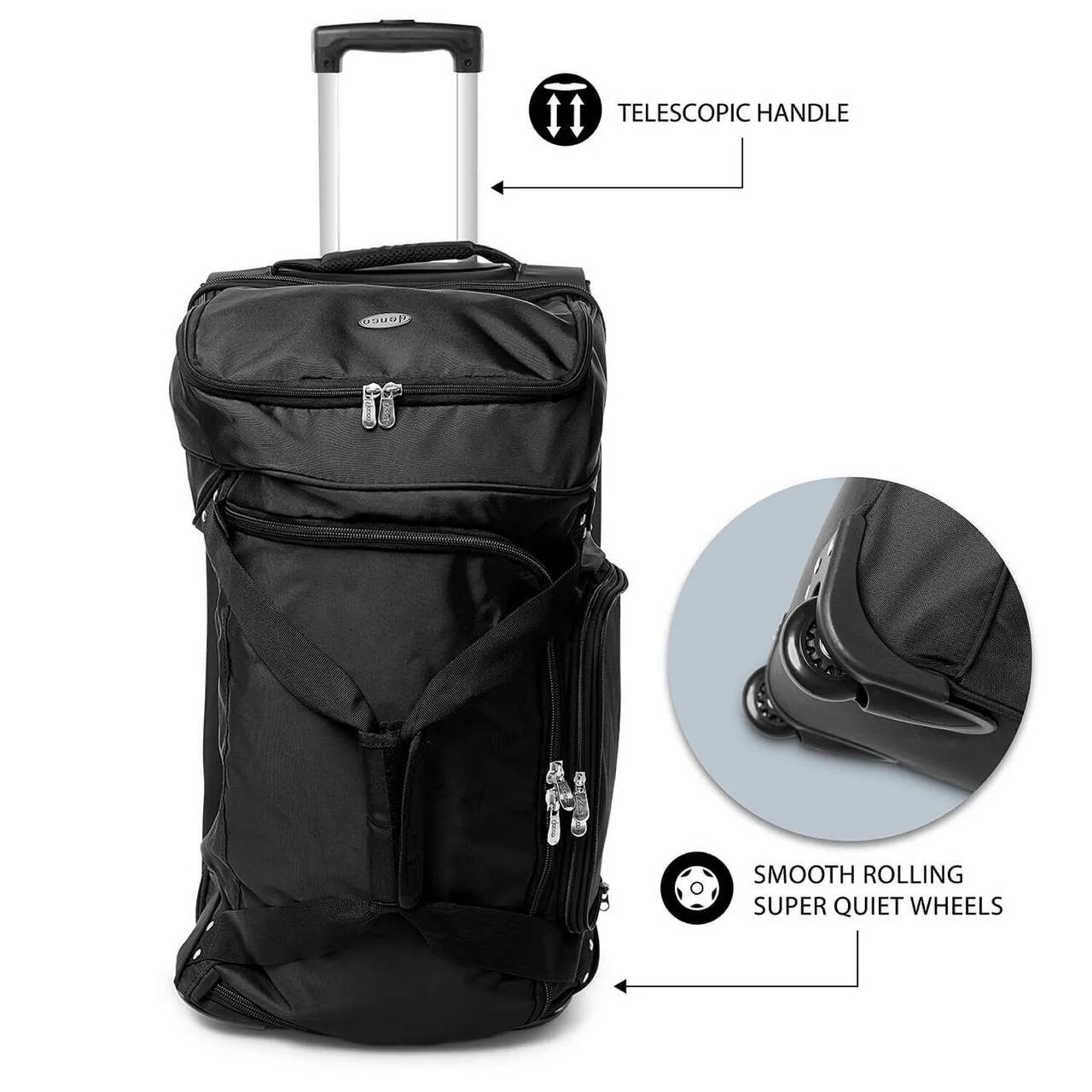 Vegas Golden Knights 27" Rolling Bottom Duffel in Black