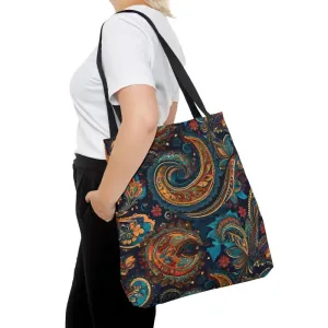 Vibrant Paisley Pattern Polyester Tote Bag