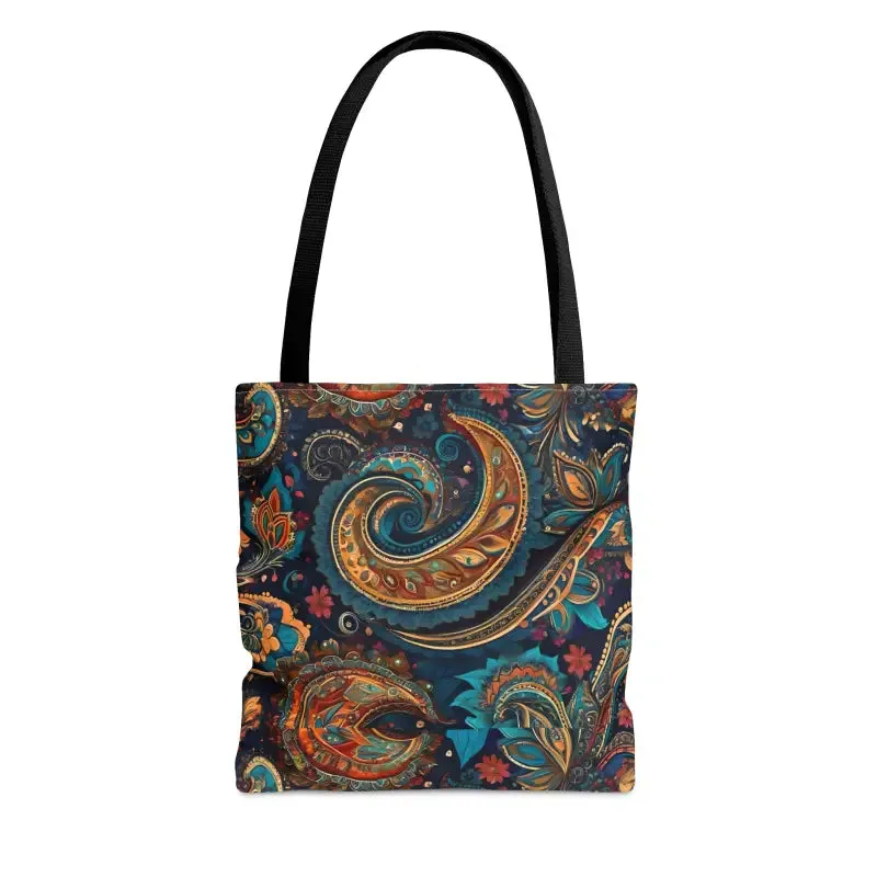 Vibrant Paisley Pattern Polyester Tote Bag