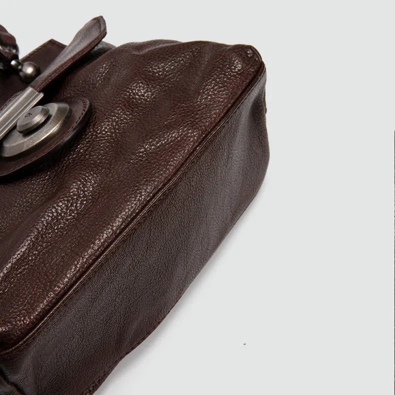 Vintage Women's Brown Leather Crossbody Satchel Purse Shoulder Bags for Women