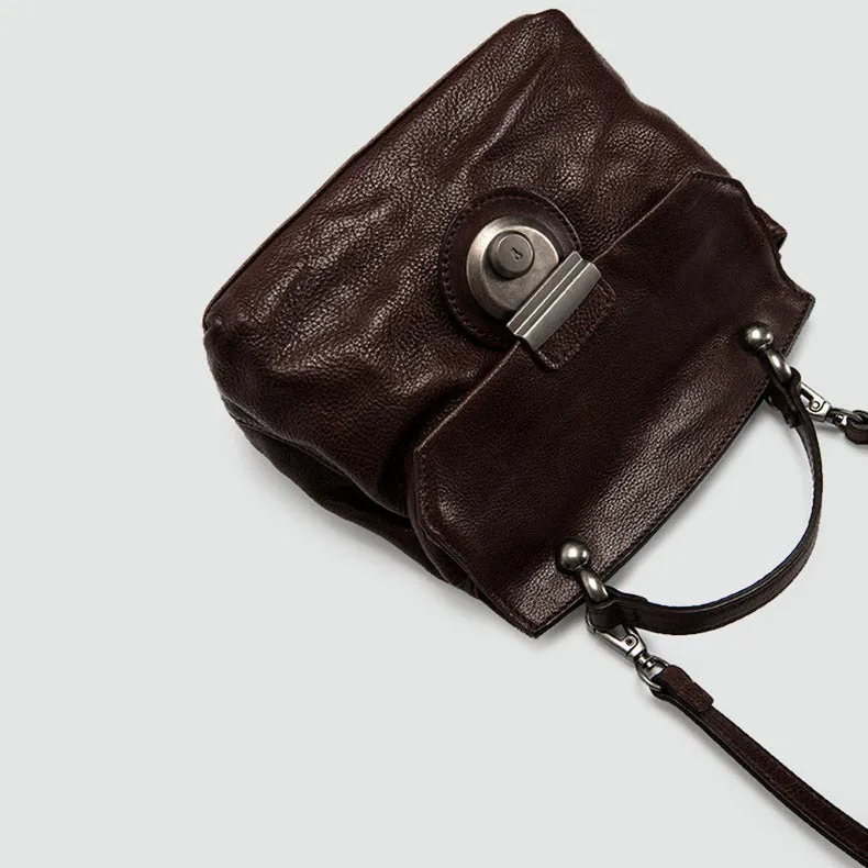 Vintage Women's Brown Leather Crossbody Satchel Purse Shoulder Bags for Women