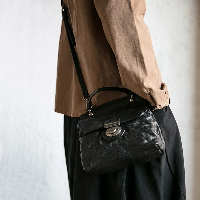 Vintage Women's Brown Leather Crossbody Satchel Purse Shoulder Bags for Women