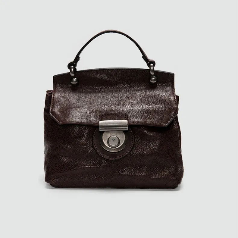 Vintage Women's Brown Leather Crossbody Satchel Purse Shoulder Bags for Women