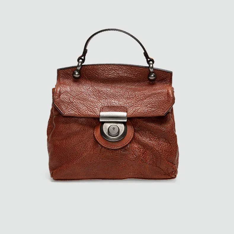 Vintage Women's Brown Leather Crossbody Satchel Purse Shoulder Bags for Women