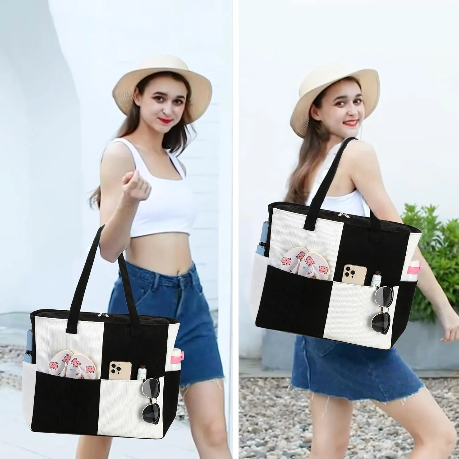 Waterproof Beach Tote Pool Bags for Women Ladies Extra Large Gym Tote Carry On Bag With Wet Compartment for Weekender Travel
