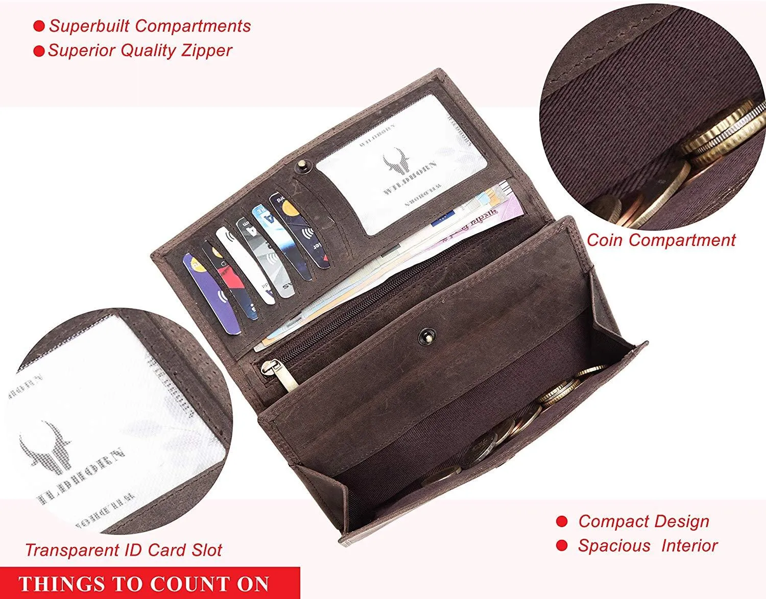 WildHorn Mia RFID PROTECTED Genuine Leather Wallet for Women stylish|Purse for Women/Girls