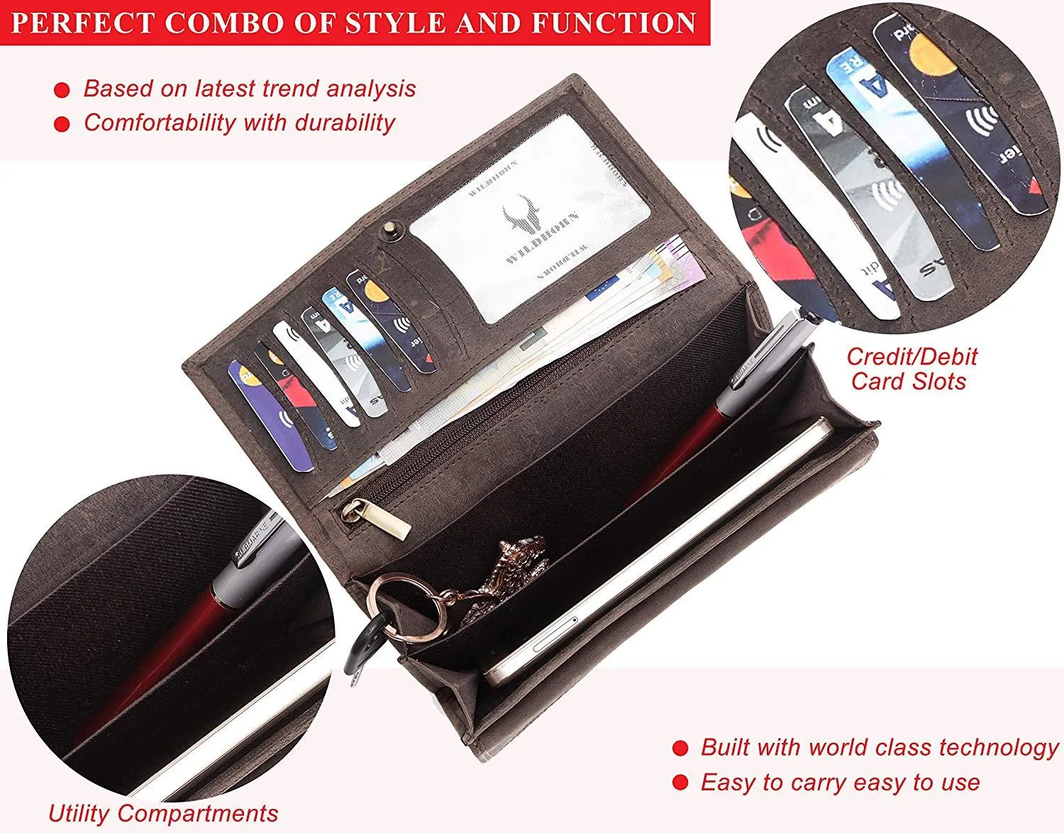 WildHorn Mia RFID PROTECTED Genuine Leather Wallet for Women stylish|Purse for Women/Girls