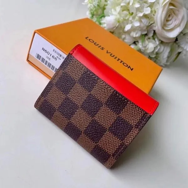 Zoé Small Wallet M62932 Damier Ebene Canvas/red Leather  Collection