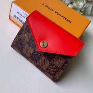 Zoé Small Wallet M62932 Damier Ebene Canvas/red Leather  Collection